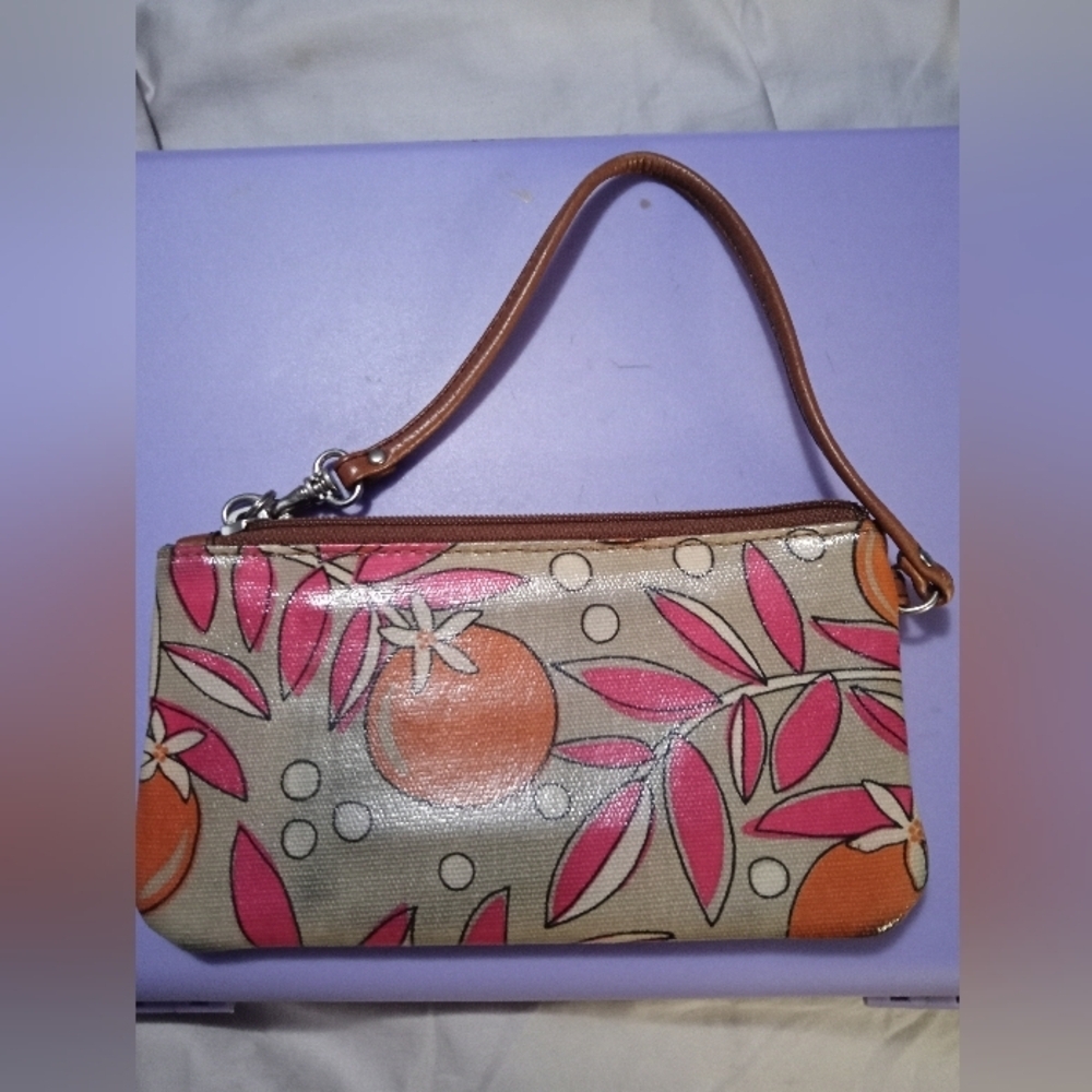 Fossil Orange and Pink Floral Wristlet - Picture 2 of 5